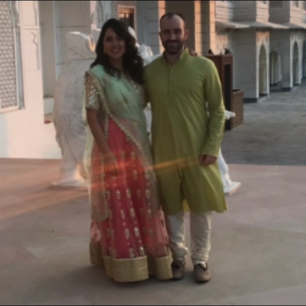Green and Cream Kurta Set - Size L